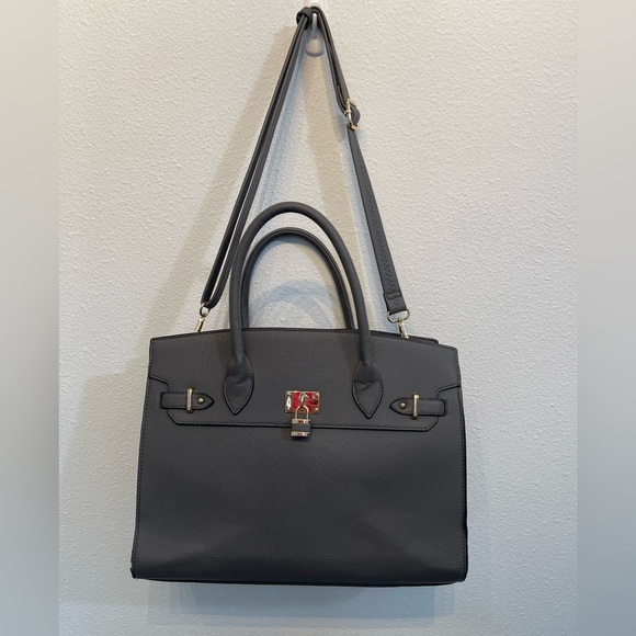 Women’s Large Gray Gun Purse Tote Lock Double Handle Piece Heat Concealed Weapon - Picture 1 of 12
